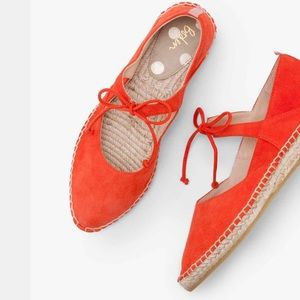 NWOB Boden Claire Suede Flat Espadrilles, Red Pop